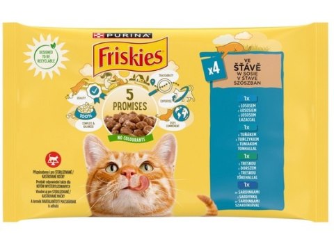 Friskies Mix Rybny w sosie saszetki 4x85g Friskies Mix Rybny w sosie saszetki 4x85g