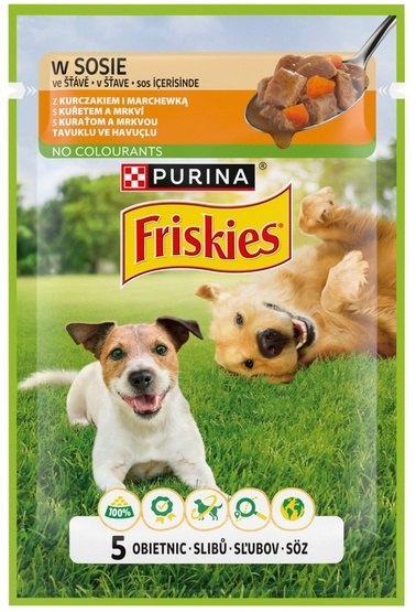 Friskies Dog Adult Kurczak i marchewka w sosie saszetka 85g Friskies Dog Adult Kurczak i marchewka w sosie saszetka 85g