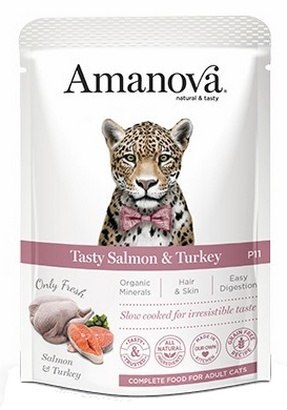 Amanova Cat Tasty Salmon & Turkey - łosoś i indyk saszetka 85g [P11]