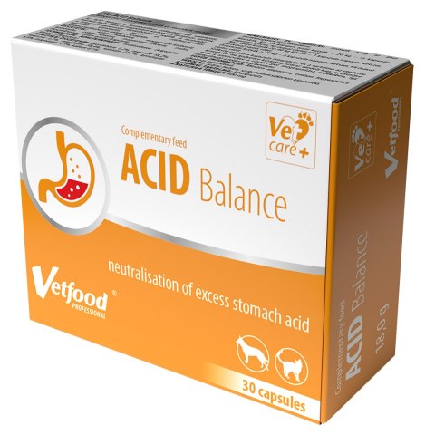 Vetfood Acid Balance wspomaga układ pokarmowy u psa i kota 30 kapsułek