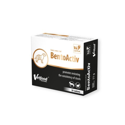 Vetfood BentoActiv wspomagający w trakcie biegunek dla psa kota 30 tabletek