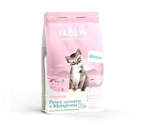 NAXOS CAT KITTEN monobiałkowa karma dla kociąt ryba z granatem 1,5 kg