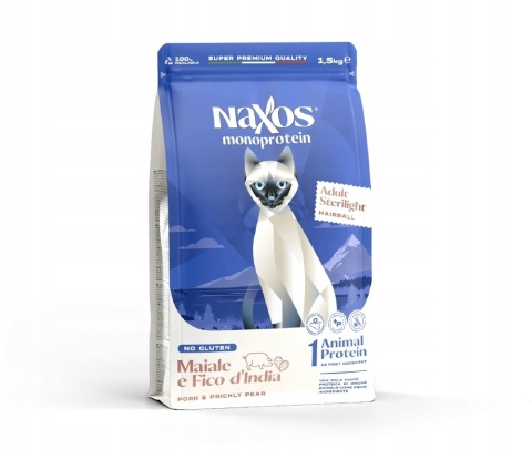 NAXOS CAT STERILIZED monobiałkowa karma dla kotów sterylizowanych wieprzowina i opuncja figowa 1,5 kg