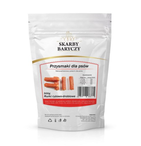 Skarby Baryczy rurki ryżowe z kurczakiem przysmak dla psa 500g