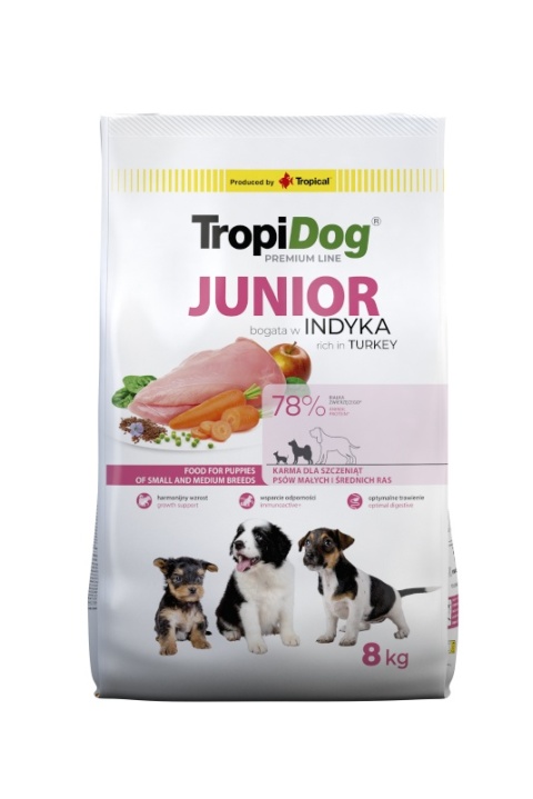 Tropidog Premium Junior Small And Medium Breeds Indyk Z Ryżem 8kg