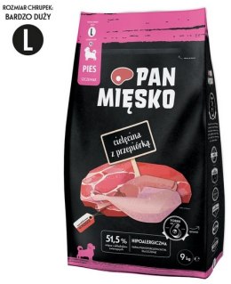 Pan Mięsko Karma sucha dla psa - dla szczeniąt cielęcina i przepiórka chrupki L 9kg