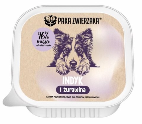 Paka Zwierzaka Indyk i żurawina tacka 150g