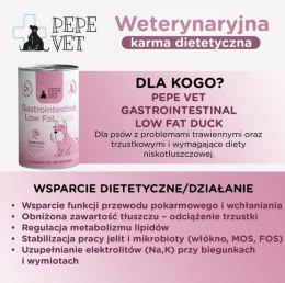 Paka Zwierzaka PEPE VET Gastrointestinal Low Fat Duck puszka 400g