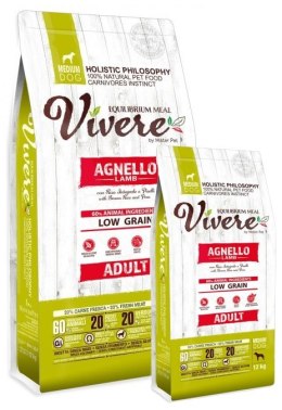 Vivere Dog Medium Adult Lamb Karma Monobiałkowa z Jagnięciną 12+3kg