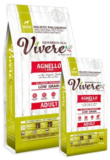 Vivere Dog Medium Adult Lamb Karma Monobiałkowa z Jagnięciną 12+3kg