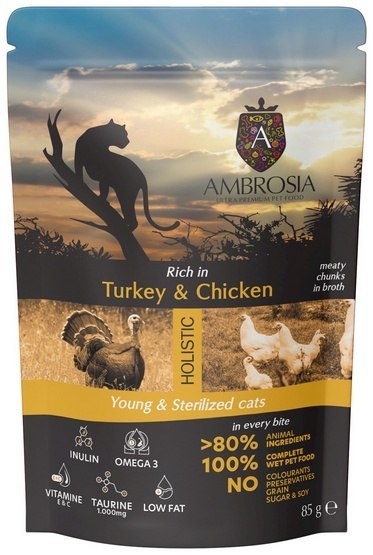 Ambrosia Cat Young Turkey & Chicken saszetka 85g