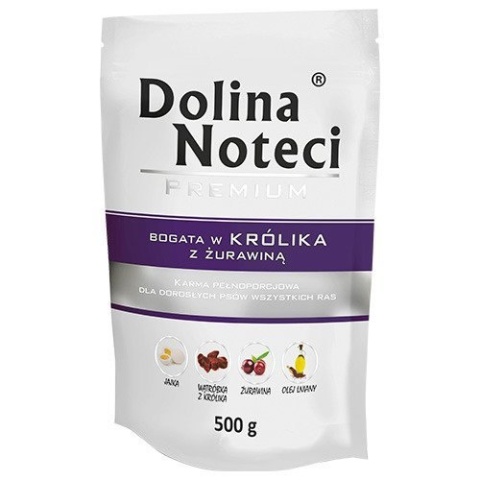 Dolina Noteci Premium Pies Królik i żurawina saszetka 500g Dolina Noteci Premium Pies Królik i żurawina saszetka 500g